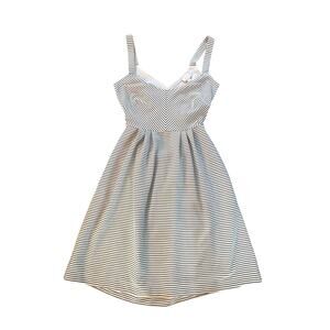 XS Anthropologie Postmark Rolo Criss Cross Open Back White Black Stripe Dress